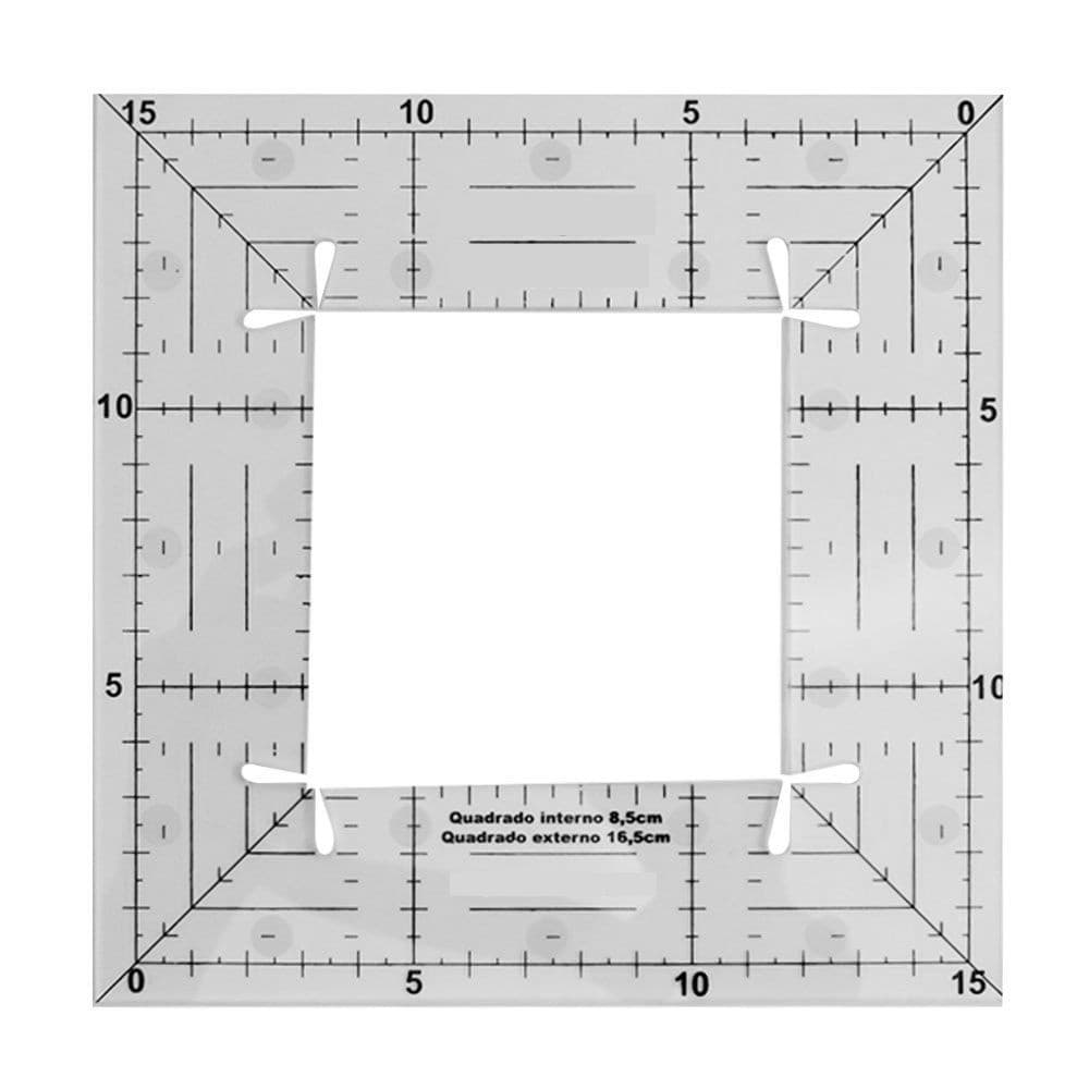 Régua Quadrada Patchwork 15x15cm Profissional para Corte de Tecido Costura