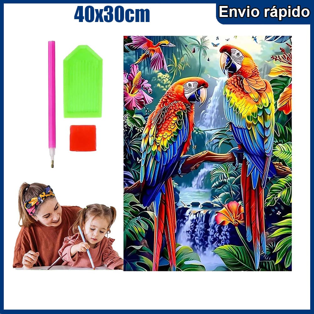 40x30cm papagaio duplo Pintura Diamante 5D Pintura de Diamante Kits De Pintura Diamante Para Adultos Quadrado