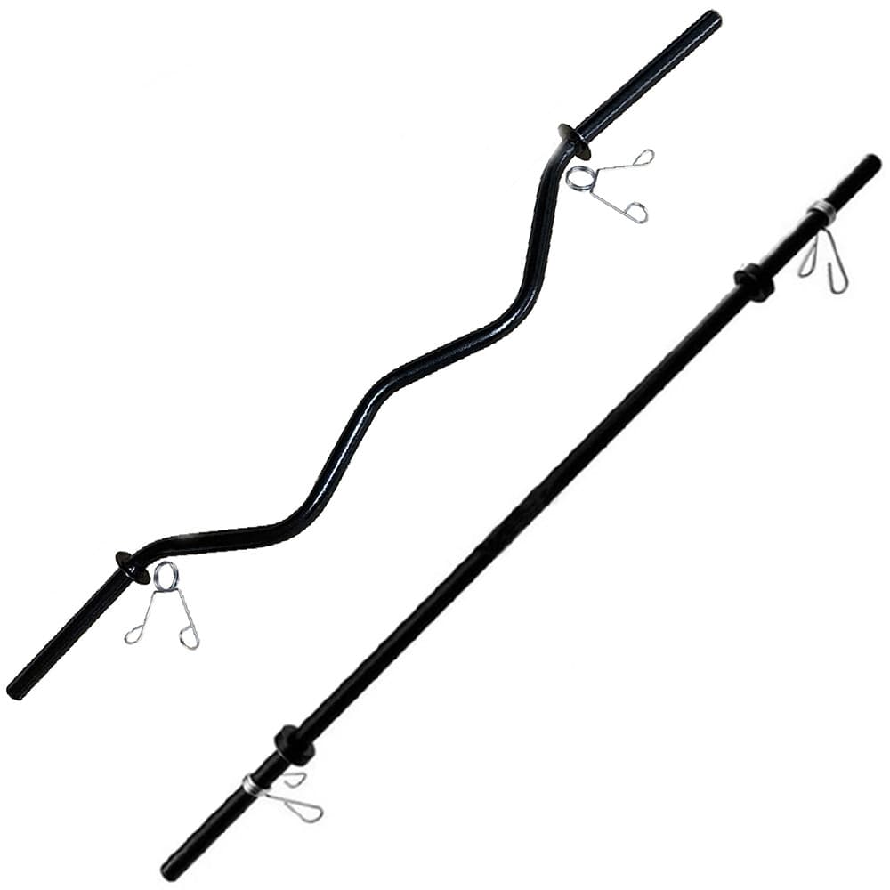 Kit Barra Pump Oca 1,20 Barra + Barra W 1.20 Oca Rosca Direta Musculação Treino Agachamento Academia