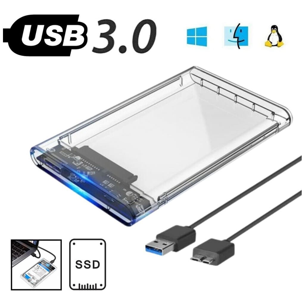 Case Externo Para Hd Transparente Usb Notebook Sata III 3.0 SSD