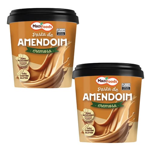 2 Pasta Amendoim Integral Natural Saudável Cremosa 1,01kg