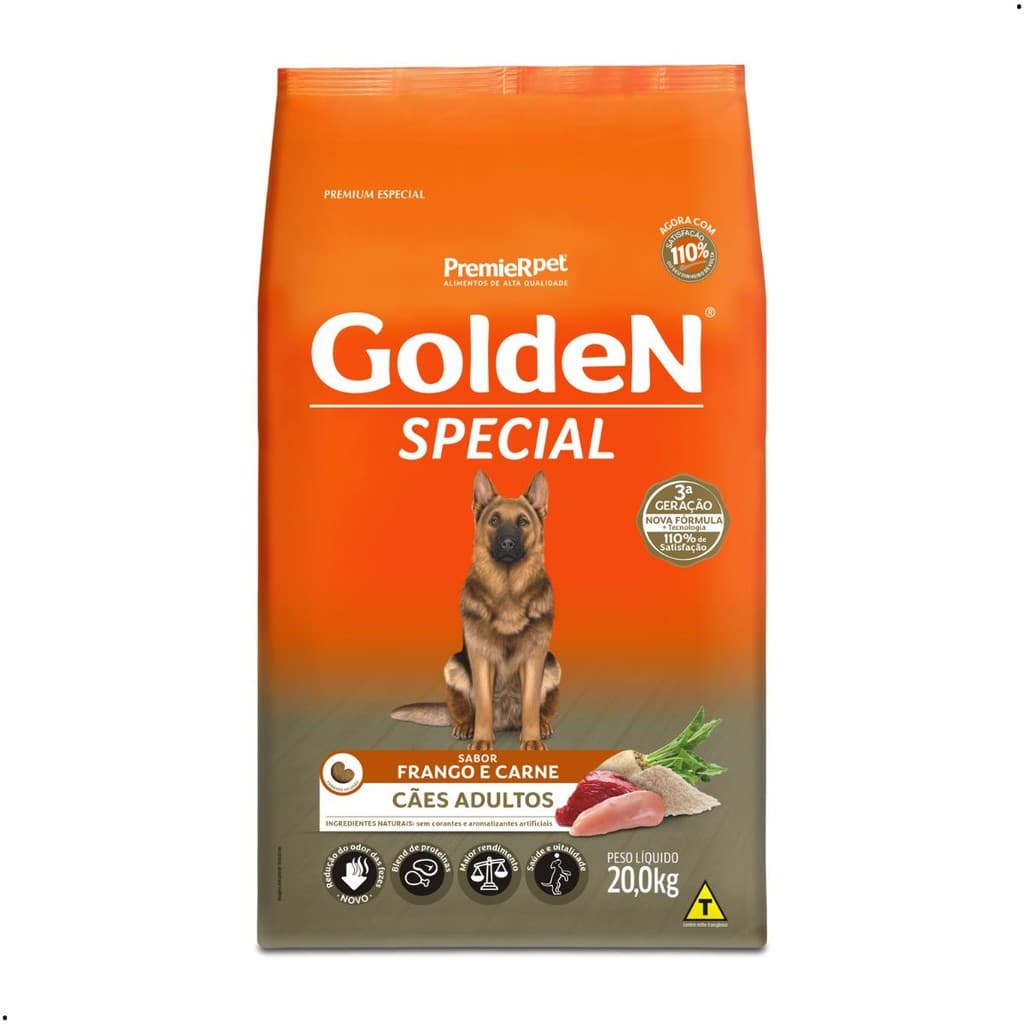 Ração Golden Special Cachorro Adultos 20Kg Sabor Frango Carne Premium Especial Golden Especial Cães