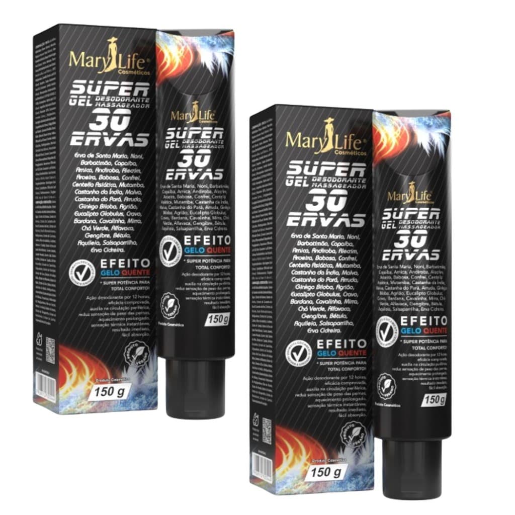 Kit 2 Super Gel Massageador 30 Ervas 150G - Mary Life