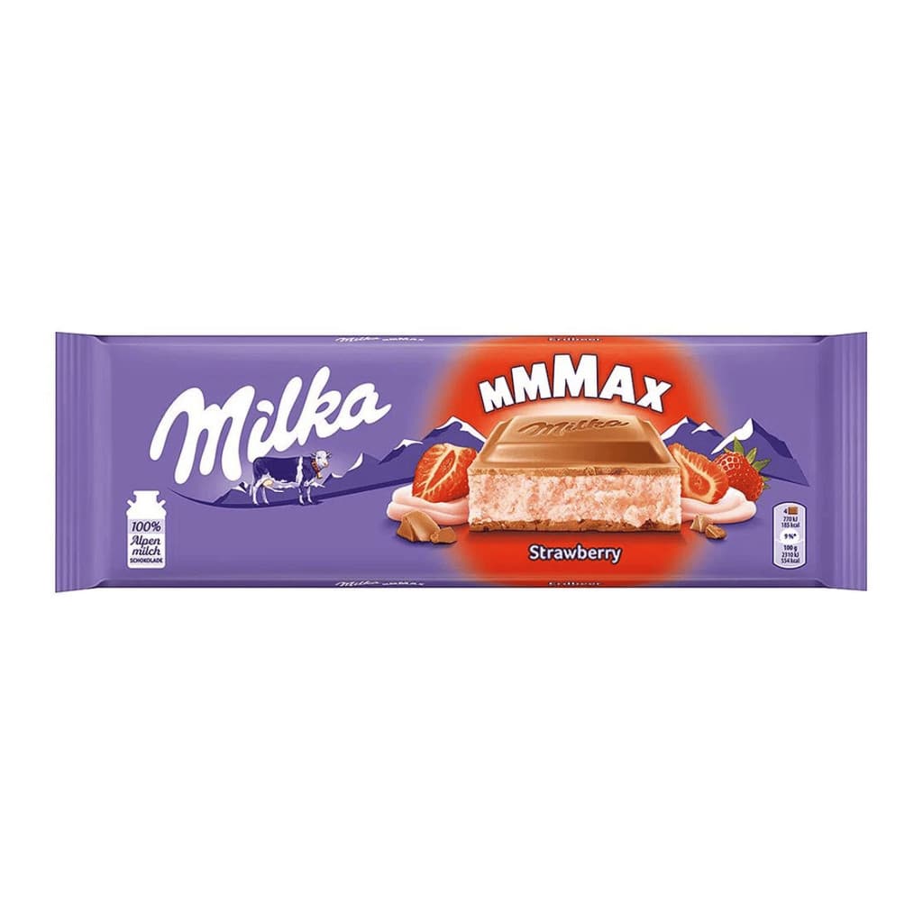 Chocolate Milka Morango 300g Importado Barra Recheada