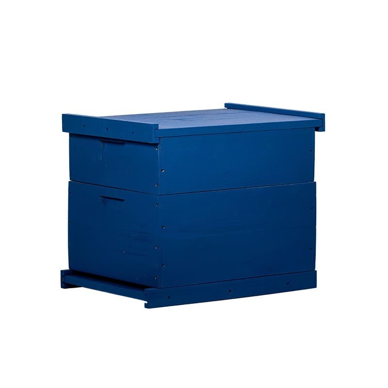 Caixa Para Abelhas Padrão Langstroth Em Eucalipto Com 1 Melgueira Com Quadros Sem Arame Cor Azul