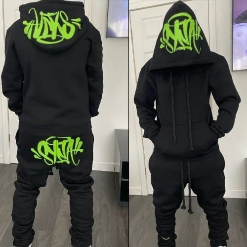 Conjunto Moletom Frio Syna Trap Europeu Casaco e Calça Streetwear Rap Hip Hop