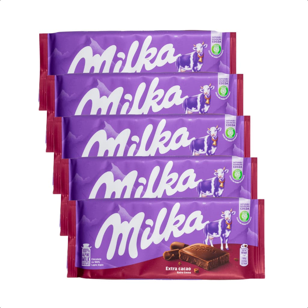 Kit 5 Chocolate extra cacau Milka Importado
