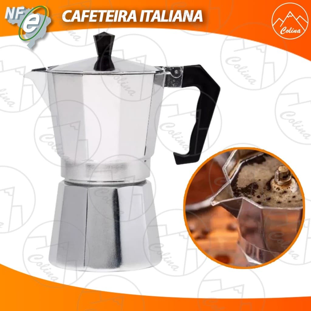 Cafeteira Italiana 6 Xícaras Moka Café Chá Expresso Alumínio