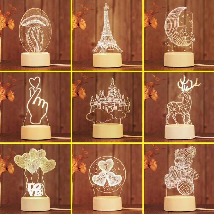 Luminária de Mesa LED 3D Presente Criativo Decoração