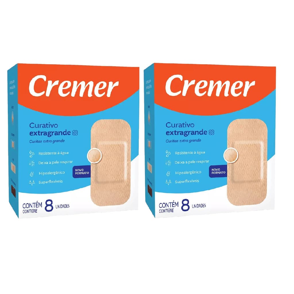 Kit 2x Curativo Transparente Extra Grande Bege C/8 Cremer