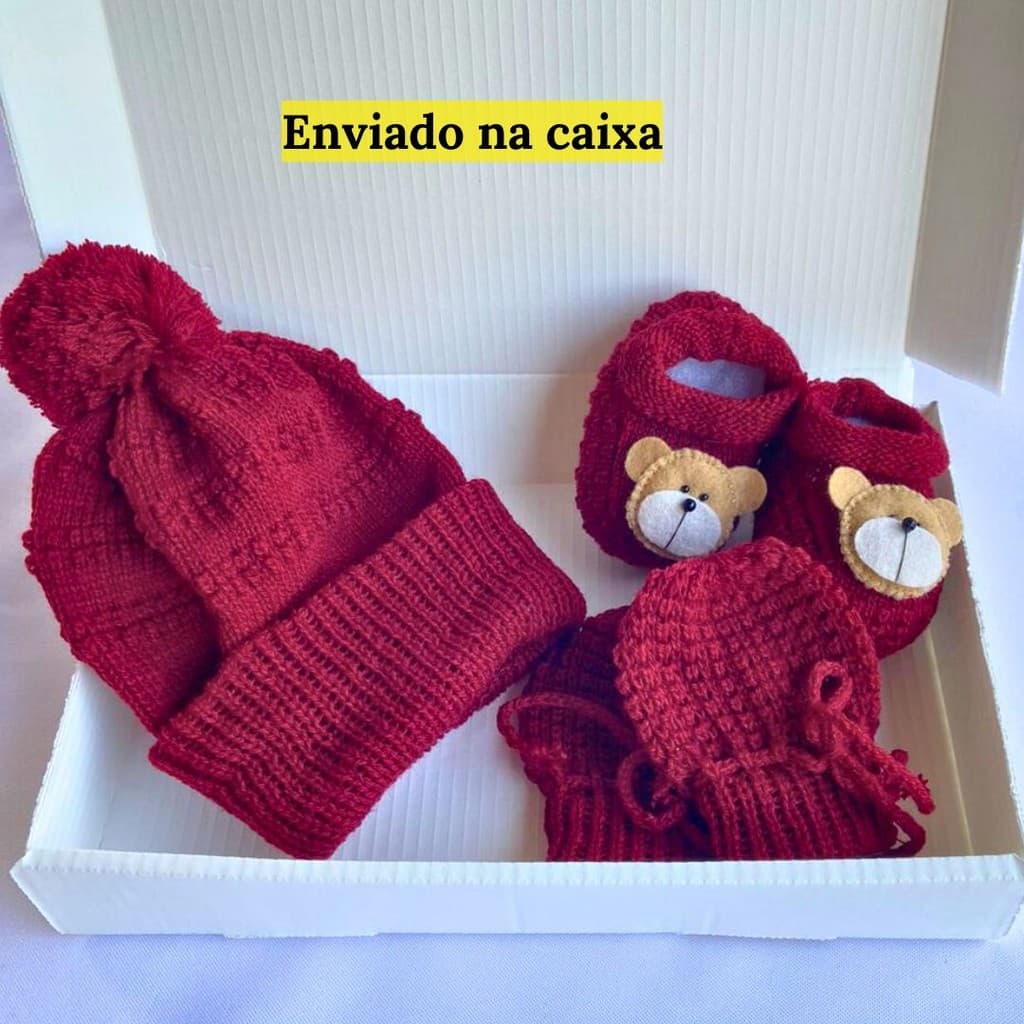 Touca Bebe Luva  Sapatinho Recem Nascido Menino Saida De Maternidade kit Enxoval