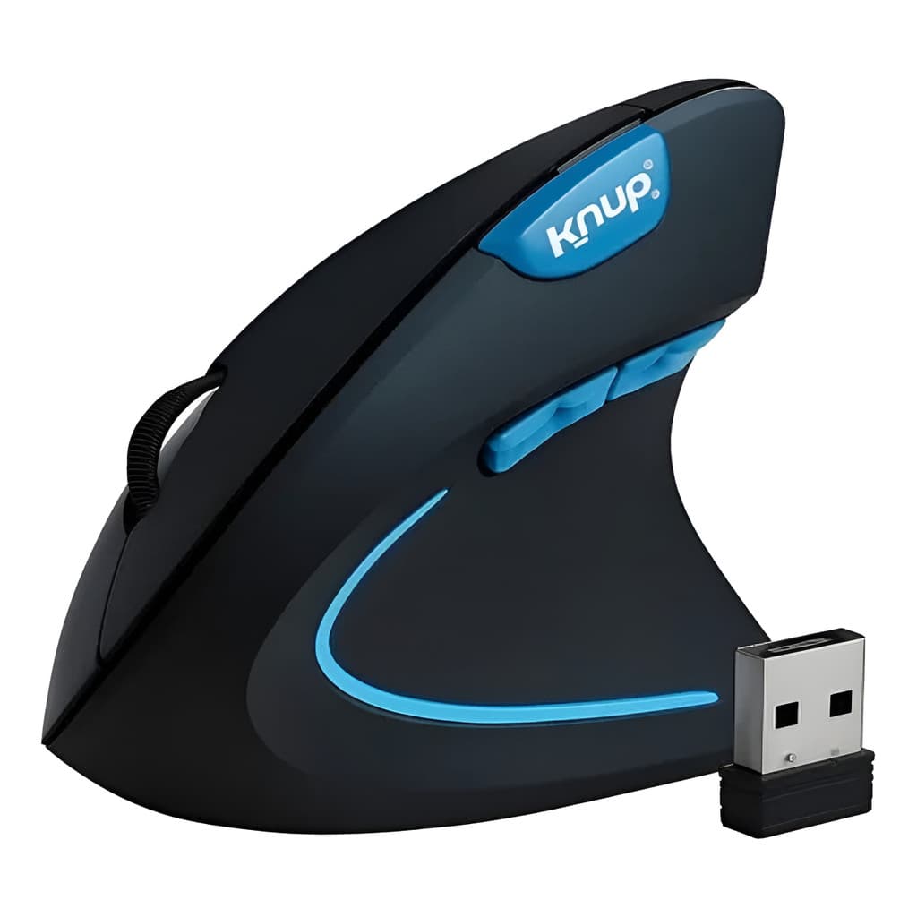 Mouse Knup Kp-mu025 Preto Ergonômico Sem Fio Macio 10 Metros