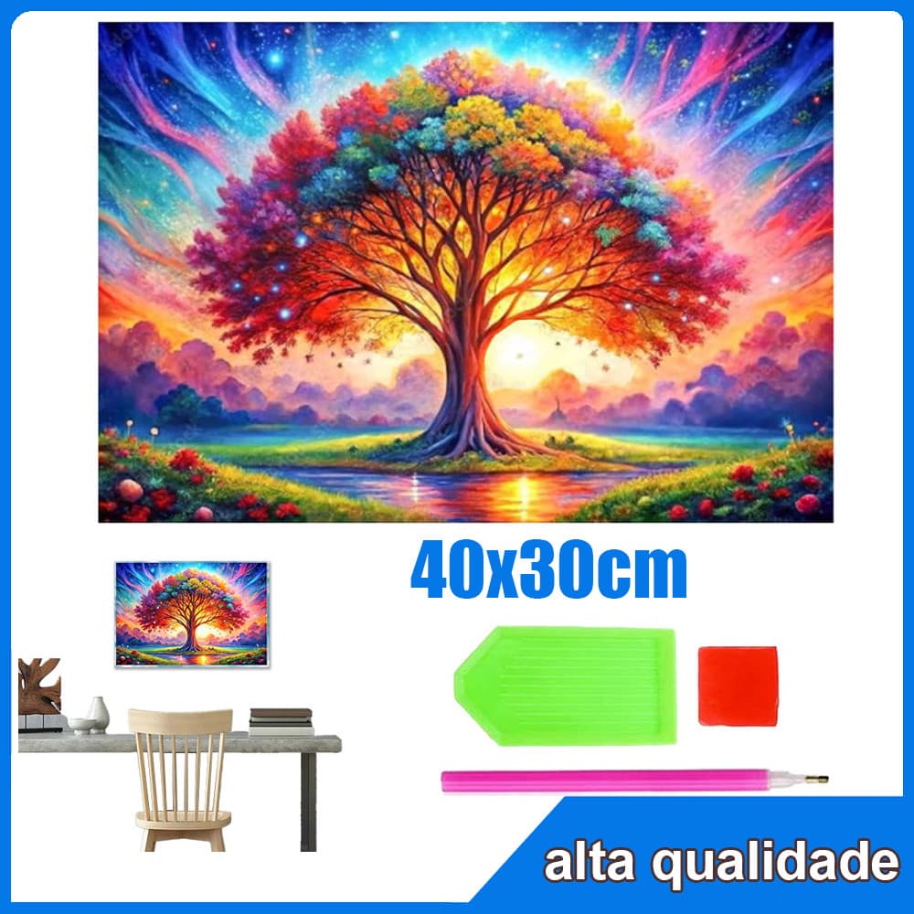 40x30cm Árvore arco-íris Quadrado Pintura Diamante 5D Pintura de Diamante Pintura Com Diamante A Óleo 5D DIY Decorativa