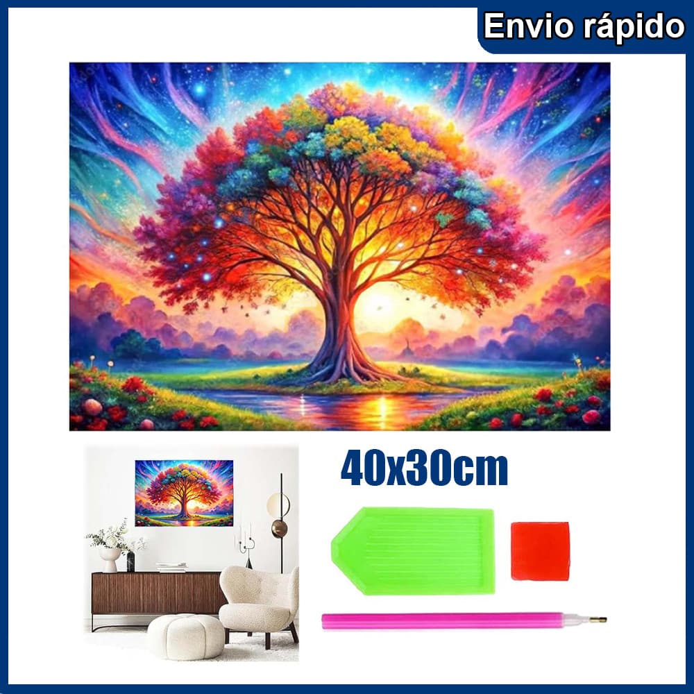 40x30cm Árvore arco-íris Pintura Diamante 5D Pintura de Diamante Kits De Pintura Diamante Para Adultos Quadrado