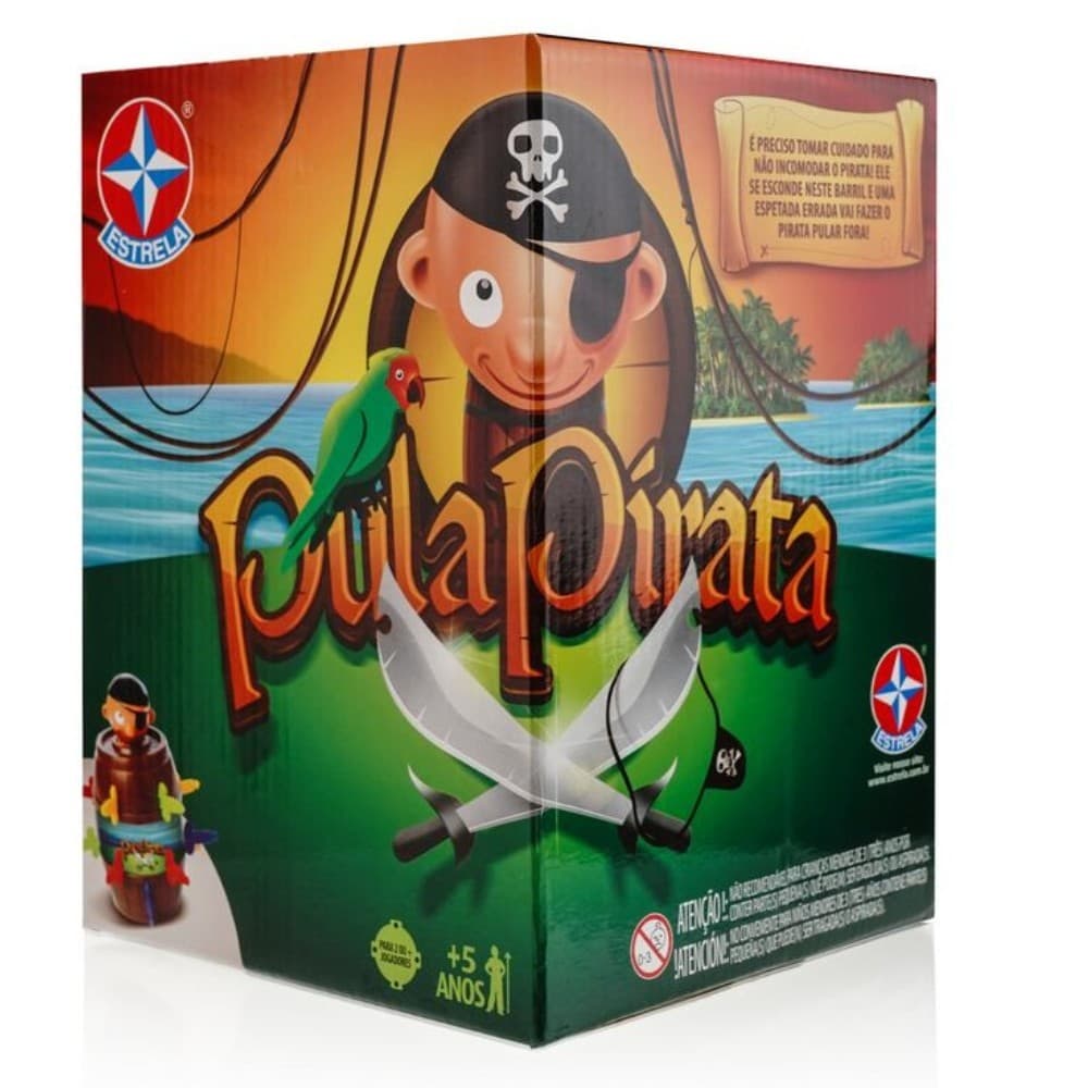 JOGO PULA PIRATA ESTRELA BRINQUEDO INFANTIL BARRIL ESPADA ESTRATÉGIA AGILIDADE FÁMILIA HABILIDADE