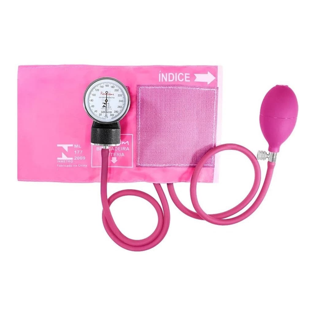 Aparelho De Pressão Arterial Manual Esfigmomanômetro Premium Cor Rosa