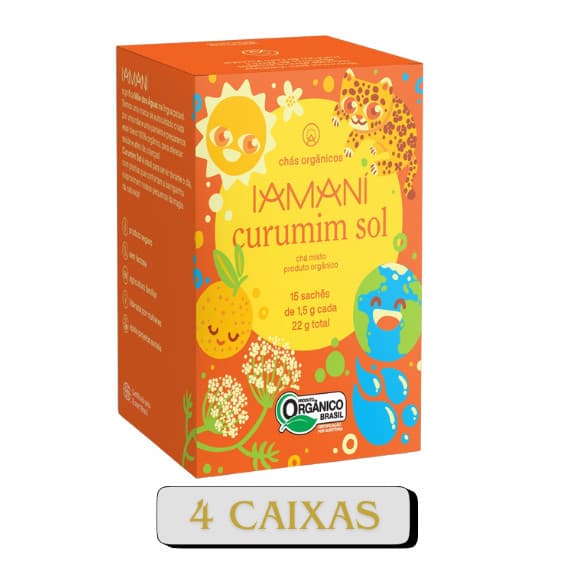 Chá Orgânico Curumim Sol 4 caixas 15 Sachês Iamaní