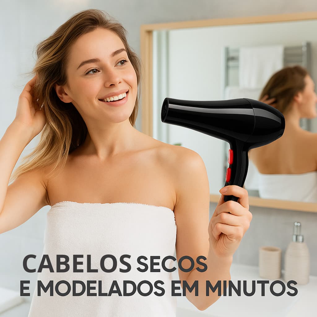 Secador De Cabelos Profissional Elétrico -110v/220v Secagem Rápida Ar Quente Ar Frio Brilho