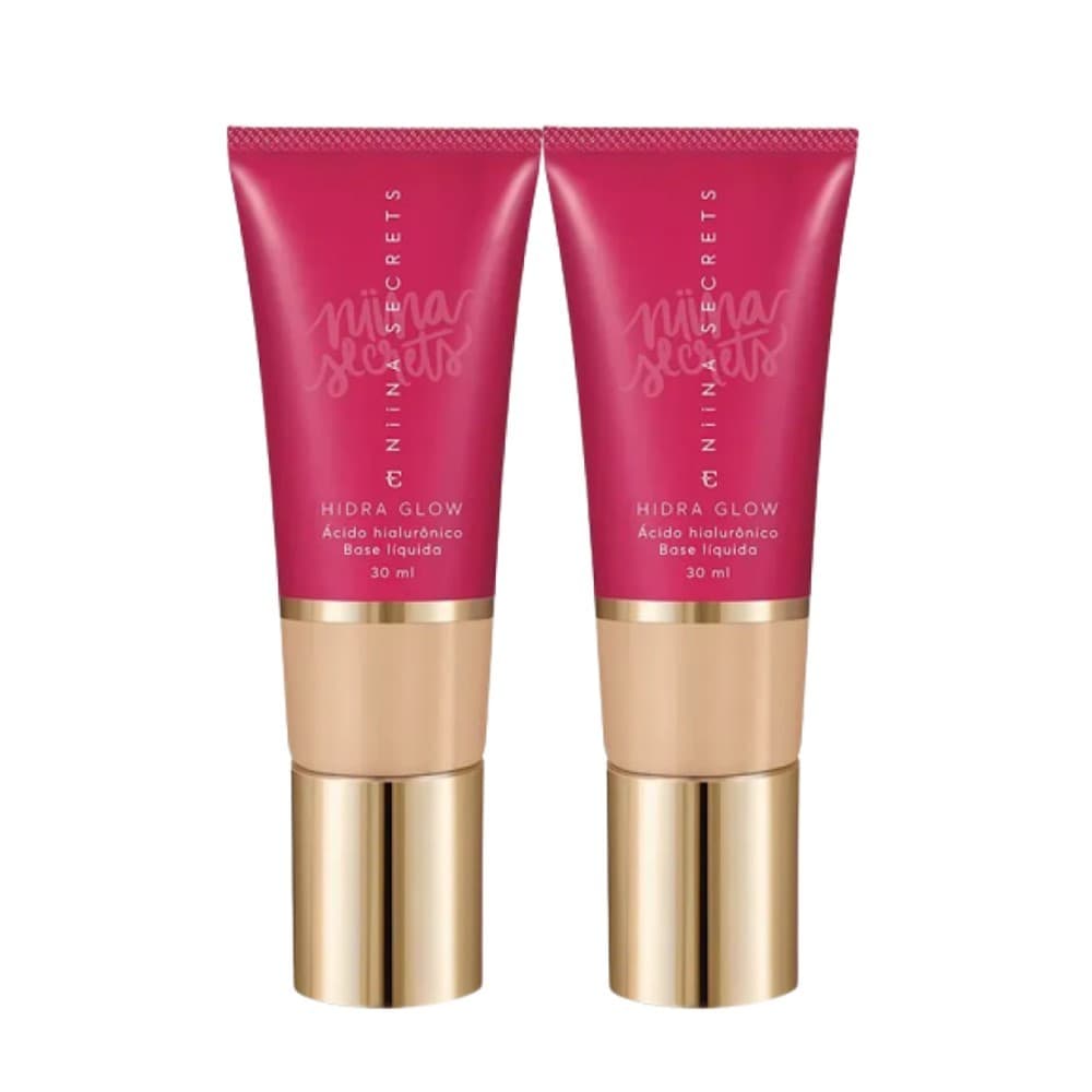 Kit 2 Base Líquida Cor 05 Niina Secrets Hidra Glow Eudora Média Cobertura 30ml