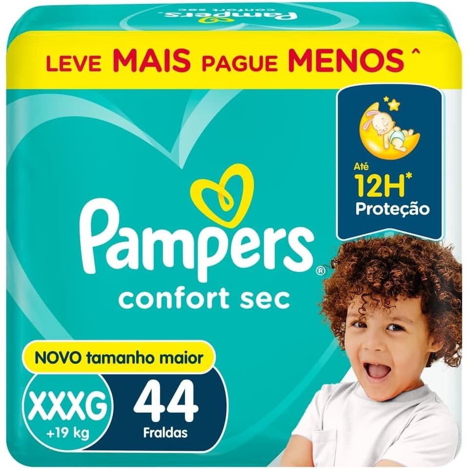 Fralda Pampers Confortsec Bag Xxxg  - 44 unidades