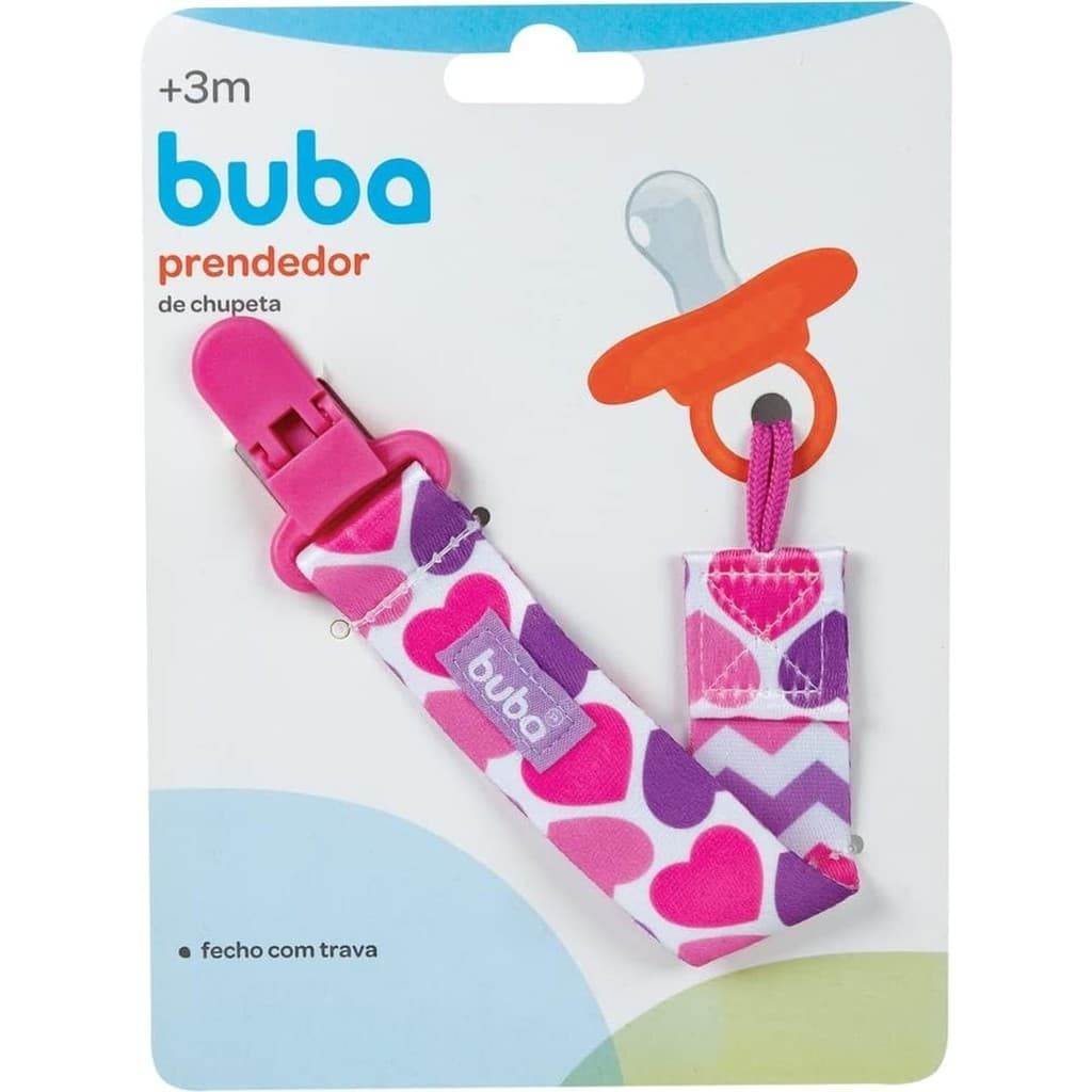 Buba Prendedor de Chupeta Corações Rosa e Roxo (7899525674826)