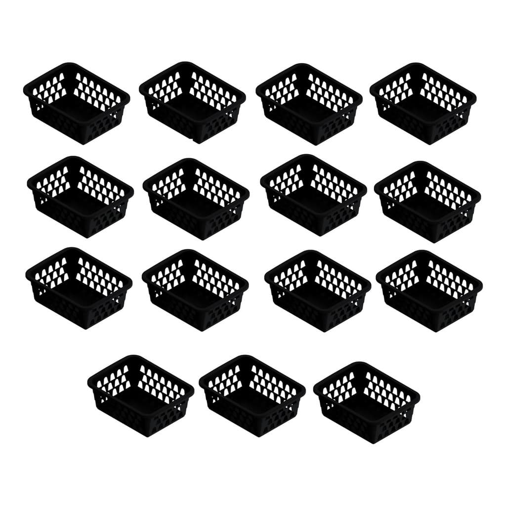 Kit 15 Cesto Organizador Multiuso Lavanderia Banheiro Preto 16x12x6cm