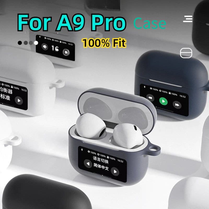 Capa De Silicone TPU A9 Pro Para Fones De Ouvido Bluetooth Macia À Prova De Choque Com Proteção De Tela De Toque Preto A