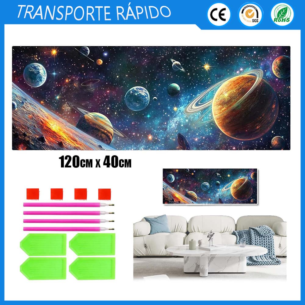 5D pintura diamante redondo 120x40cm Fantasia Universo planetário cena ponto Pintura Diamante Decoração Da Parede Casa