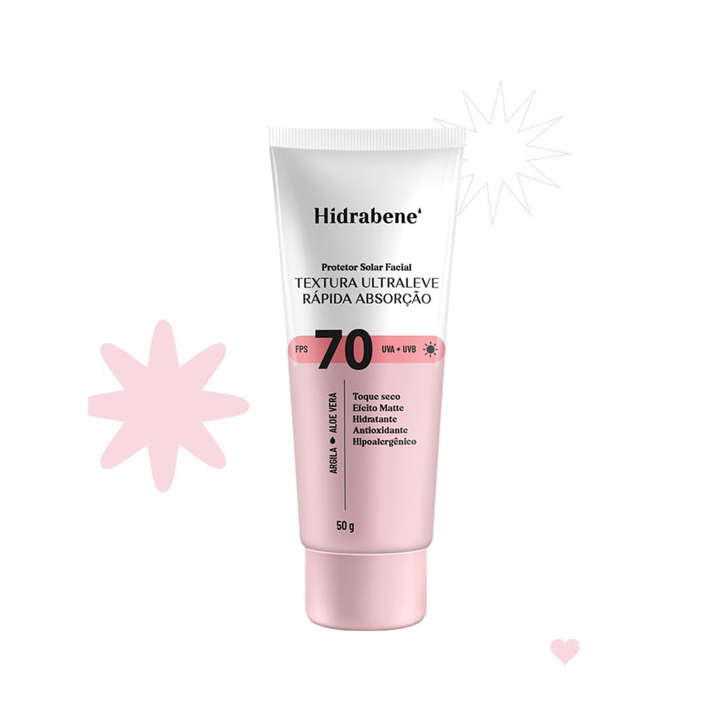 Protetor Solar Facial FPS 70 Hidrabene TEXTURA ULTRALEVE 50g