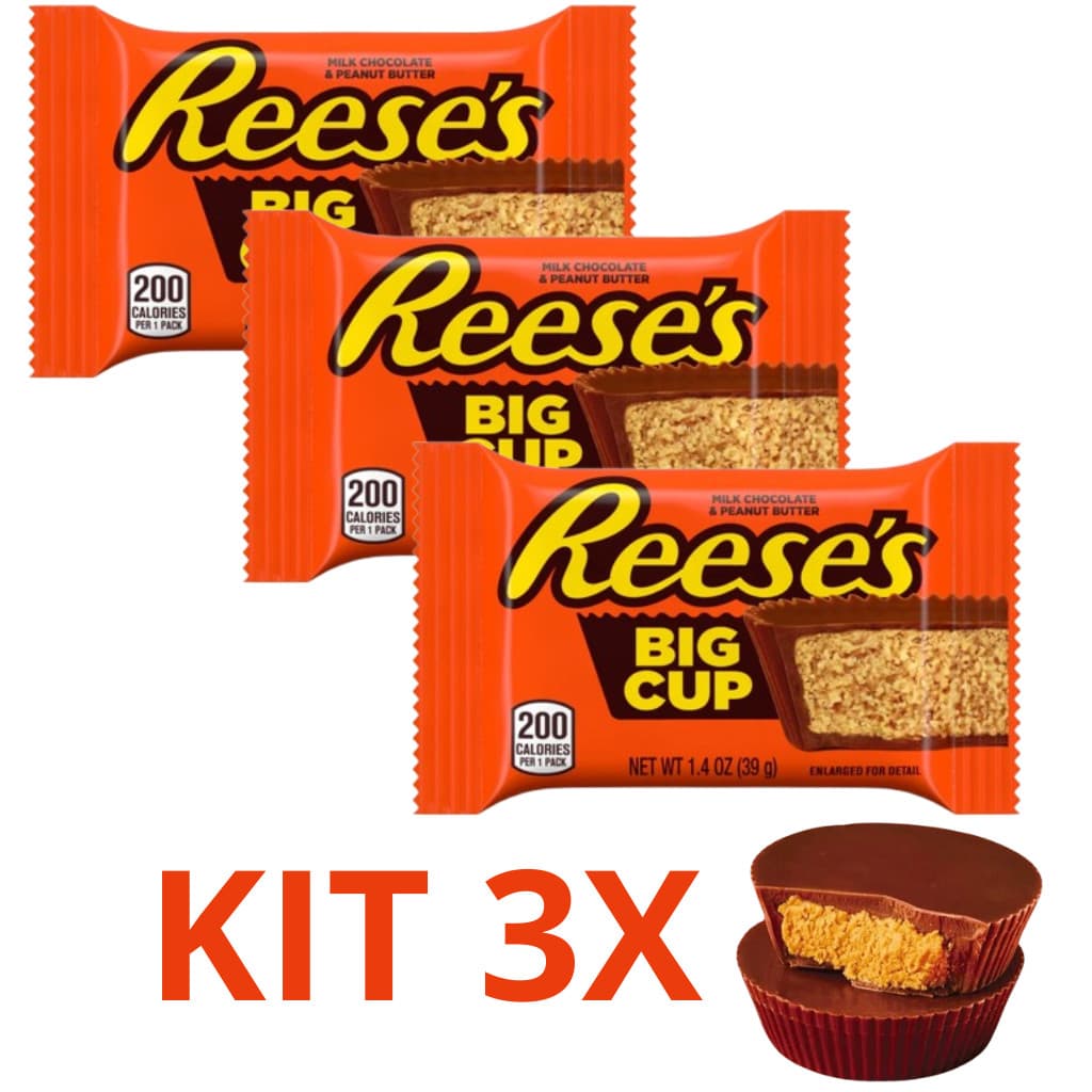 Kit 3 Reeses BIG CUP Chocolate ao Leite com Manteiga de Amendoim Importado dos EUA Reese's 39g