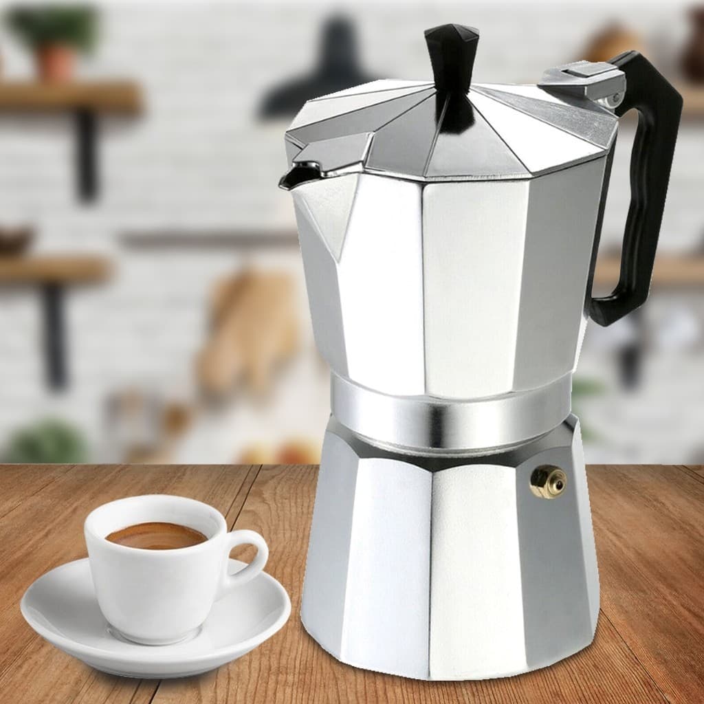 Cafeteira Italiana Faz 9 Xicaras café expresso Moka Manual em Aço Inox