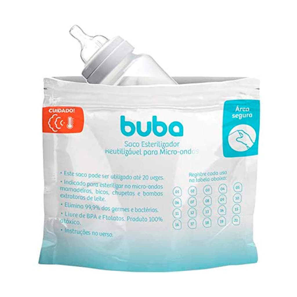 Saco Esterilizador Reutilizável Para Microondas Buba 6 Unid