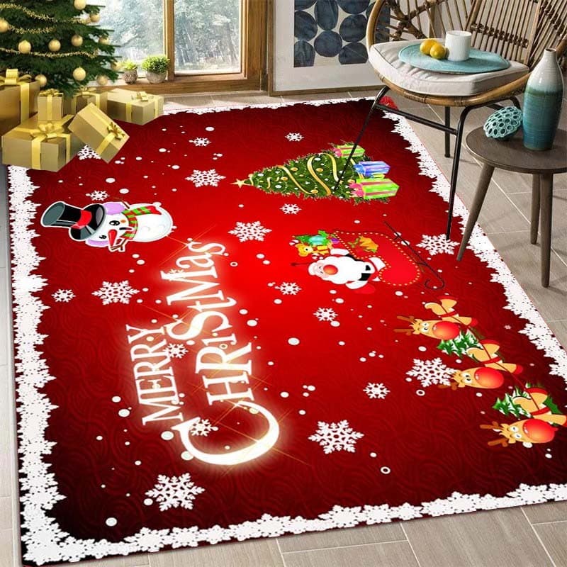 Tapete Estampado De Papai Noel , Área De Sofá De Sala De Estar De Natal , Absorvente E Antiderrapante De Borda De Porta De Quarto , Presentes Infantis-3
