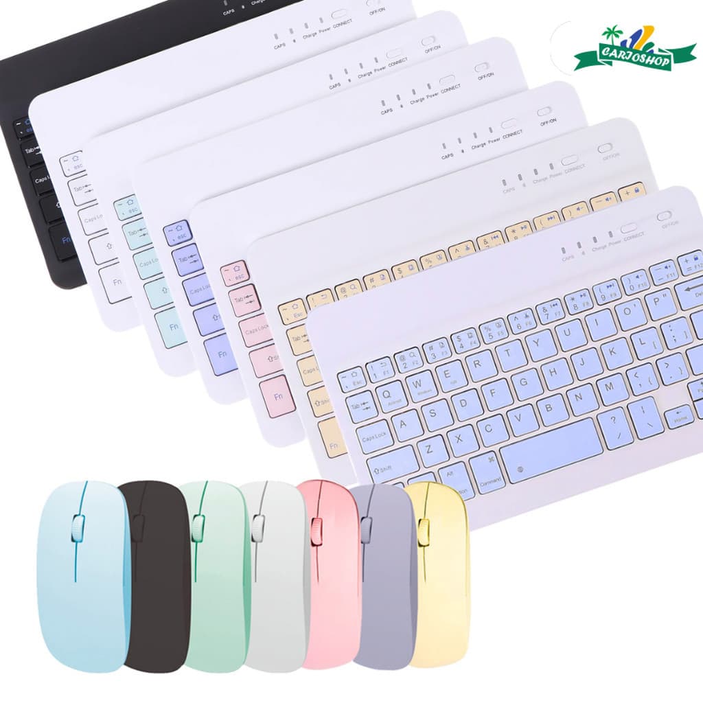 Teclado Bluetooth sem fio Macaron e mousepad Kit de suporte projetado para Tablets e Laptops iPad