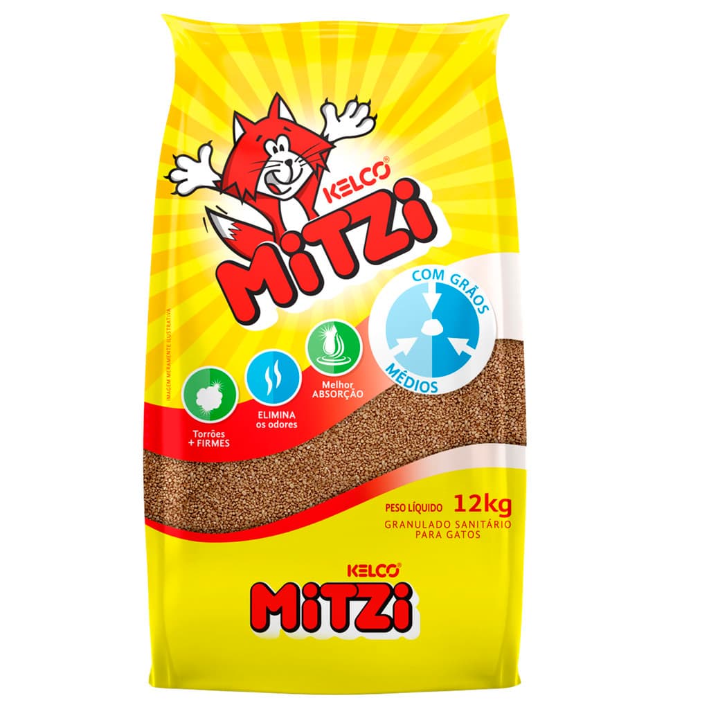 Granulado areia sanitaria higienico para gatos mitzi 12kg