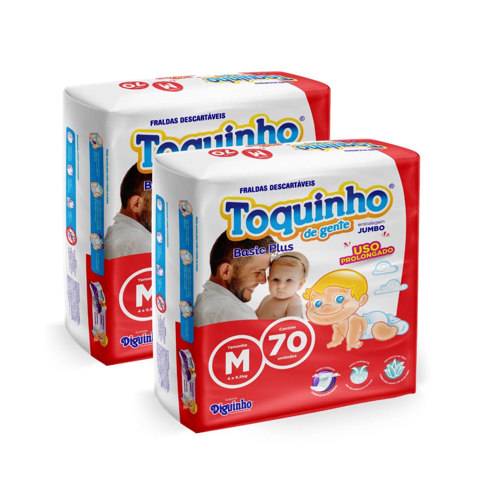 Fralda Infantil com toque de algodão kit 2 pacotes M 140 fraldas