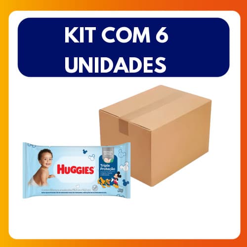 Kit com 6 Unidades Lenco Umedecidos Huggies C/88 Tripla Protecao