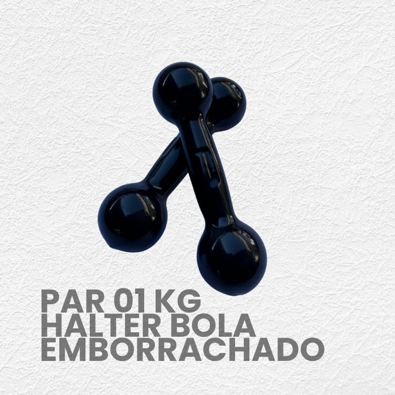 Par de Halter 1kg Emborrachado- peso de academia 1kg - 2 unid/ fisioterapia / treino em casa / musculação