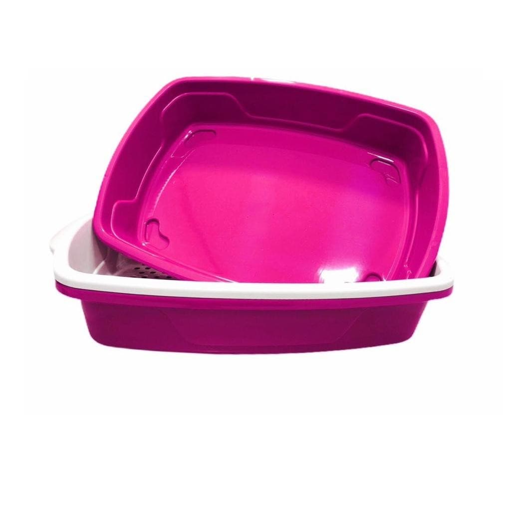 Caixa de Areia para Gato Bandeja Higiênica  Sanitária Areia Gatos Cat Clean com 3 Peças - Rosa