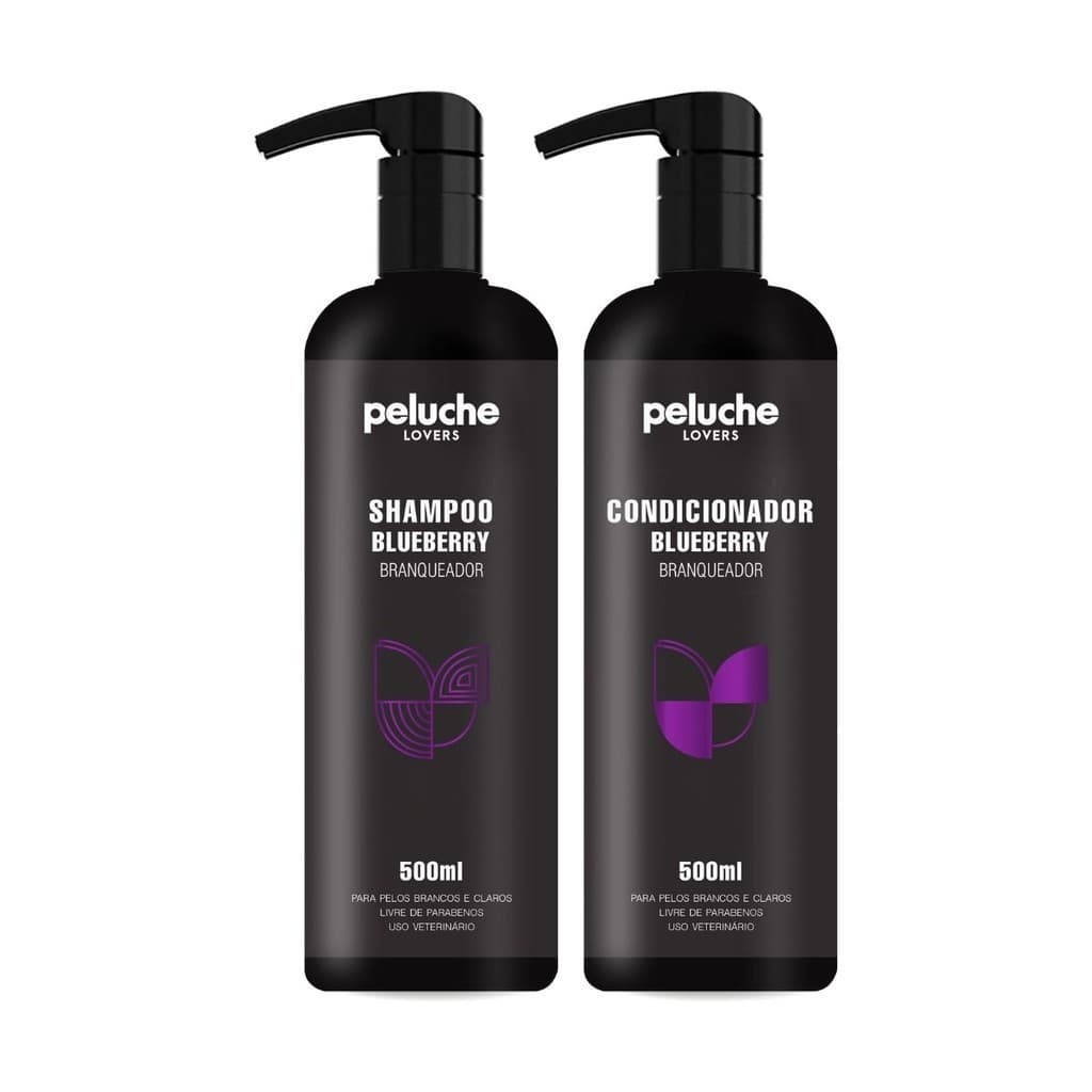 Kit Shampoo e Condicionador Blueberry Para Cães 500ml Peluche