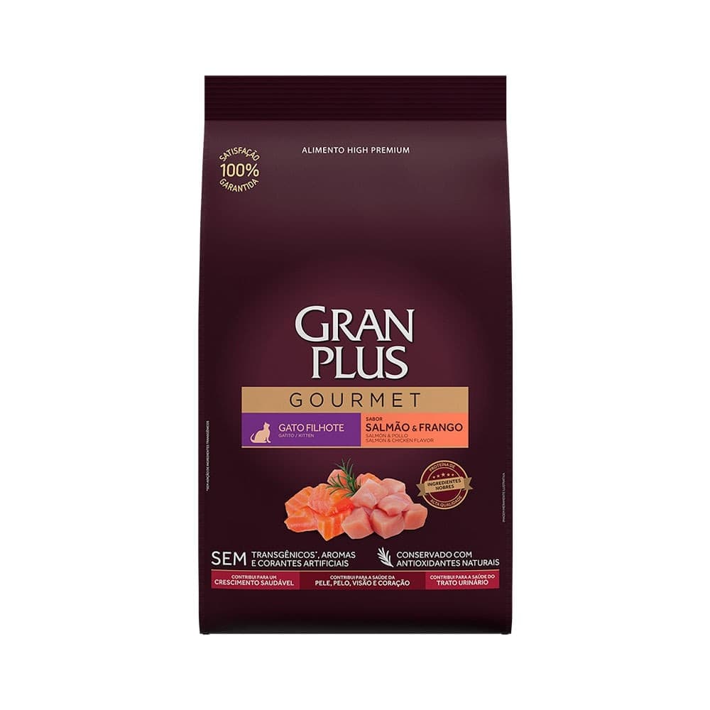 Ração GranPlus Gourmet Gato Filhote Salmão Frango 1Kg
