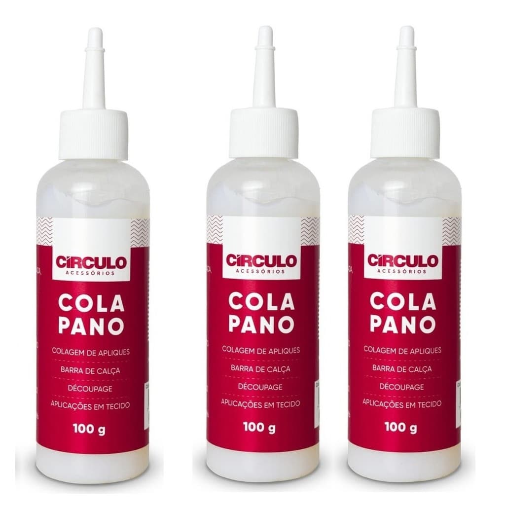 Kit 3 Cola Pano Tecido Circulo 100 G Fixação Resistente para Patchwork Bordados Unir Pedaços Tecido