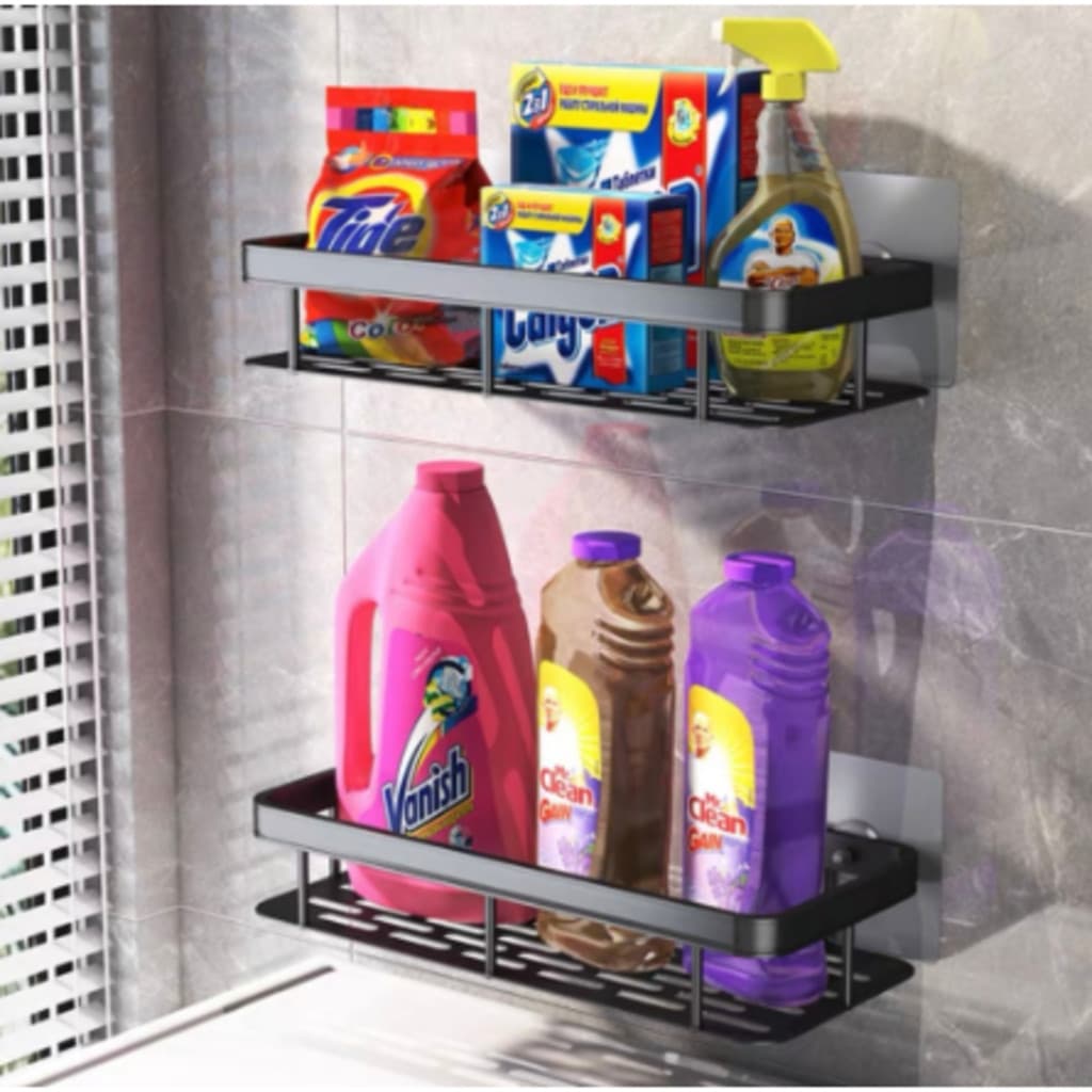 Kit com 2 SUPORTE PARA SHAMPOO PARA USO NO BANHEIRO NA PAREDE de alumínio suporte organizador multiuso