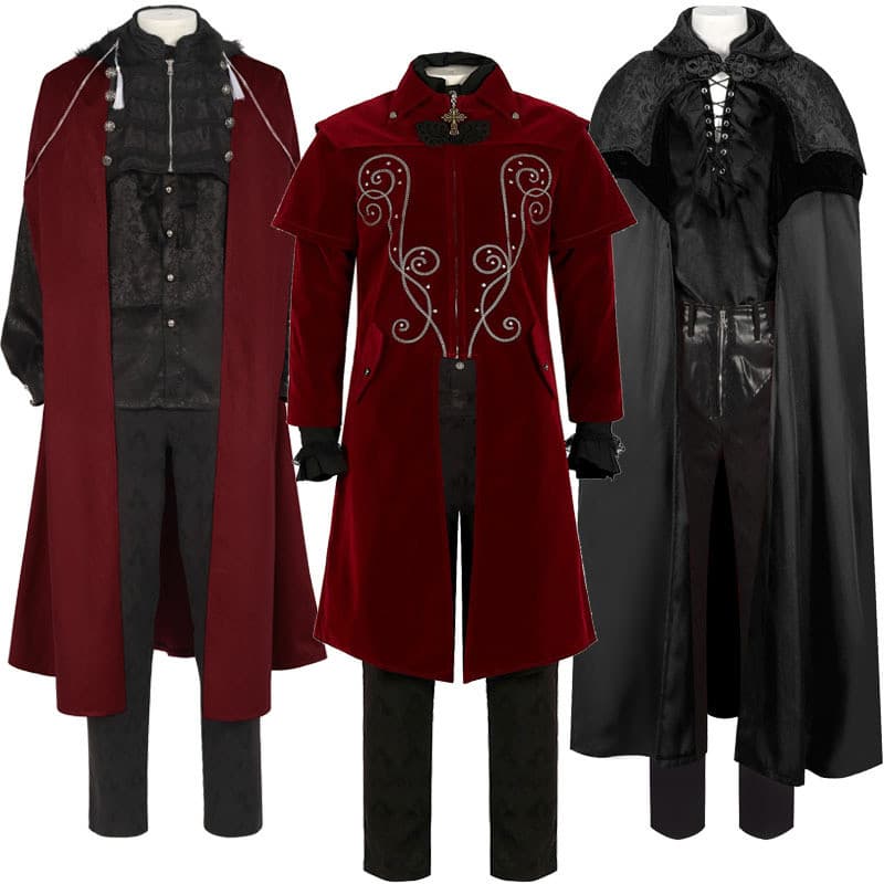 2025 novo estilo Medieval masculino Froke camurça manga longa jaqueta roupas camisa calças terno
