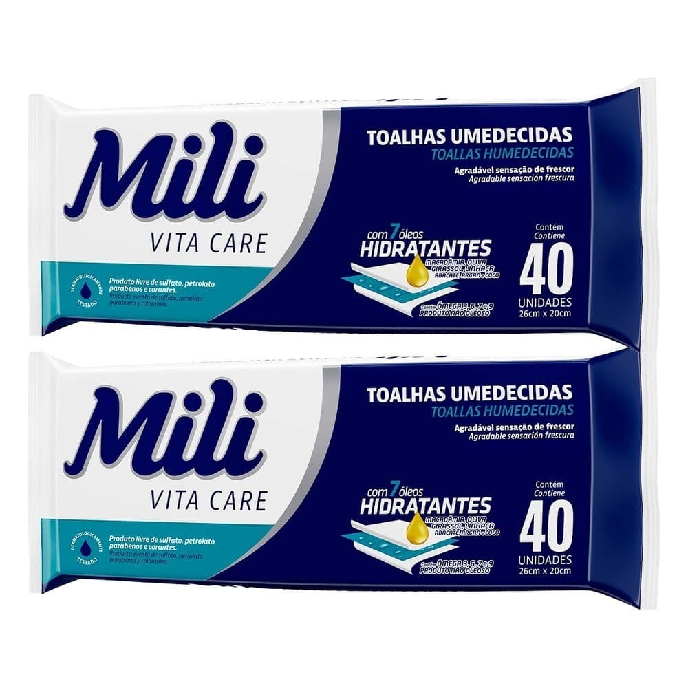 Kit 2 und Toalhinha Umedecida  Mili Adulto c/40