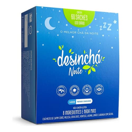 Suplemento Em Chá Desinchá Pó Orgânico Detox Instantaneo Natural Sabor 100% Puro Dias Sabor Noite 60