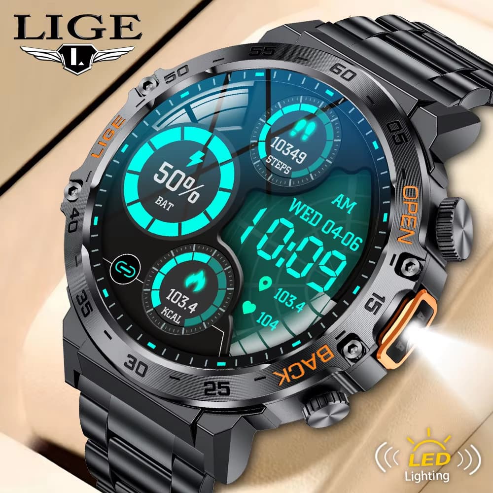 LIGE 2025 Militar Relógio Inteligente Masculino Esportes Rastreador De Fitness Pressão Arterial À Prova Dwaterproof Água
