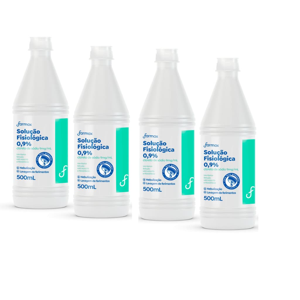 Kit 4x Soro Fisiológico 500ml Farmax Sorimax Bico Gotejador