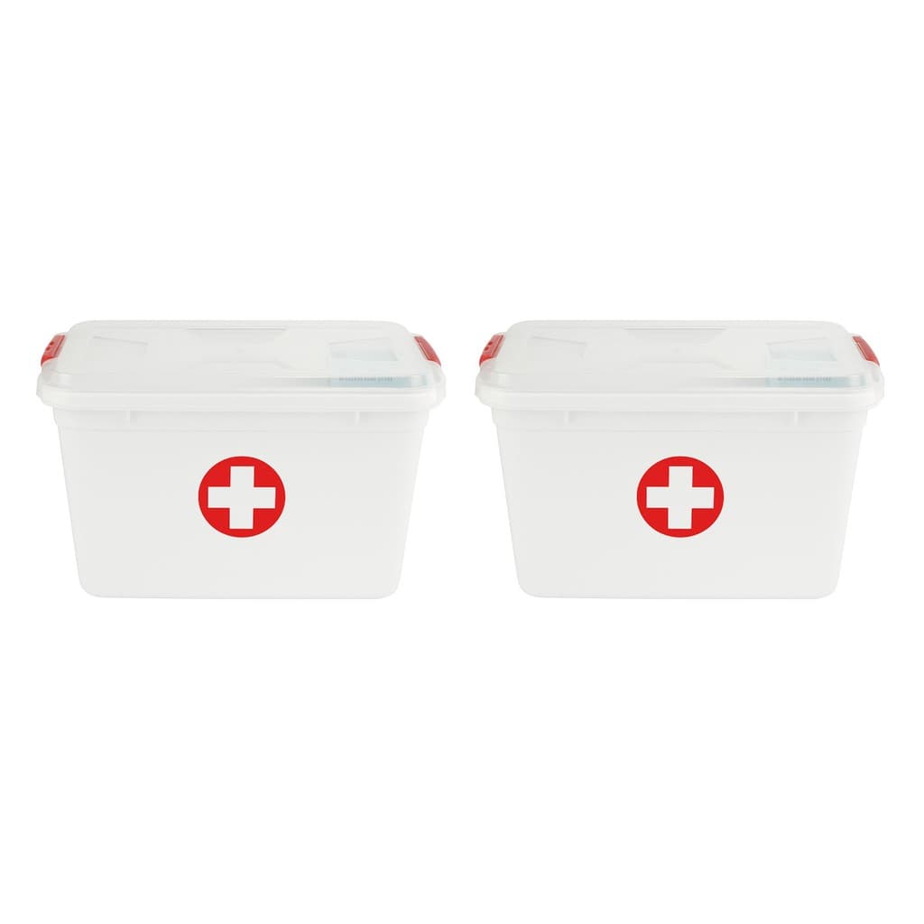 Kit 2 Caixa Organizadora Plastica Primeiros Socorros Branca 5L Para Remédios e Itens Médicos