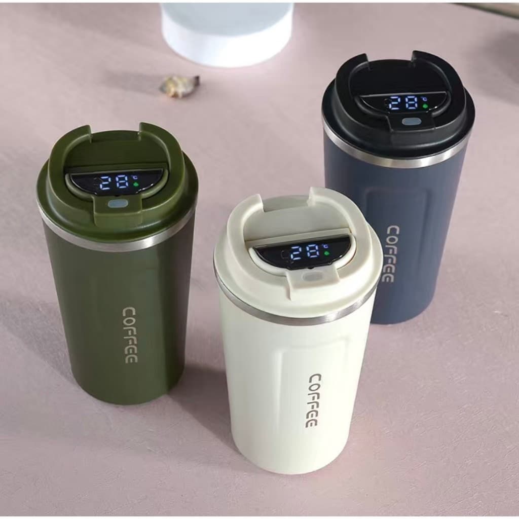 Caneca Copo De Café Coffee Com Termômetro DIGITAL Isolado Termico de Aço Inoxidável 510ML